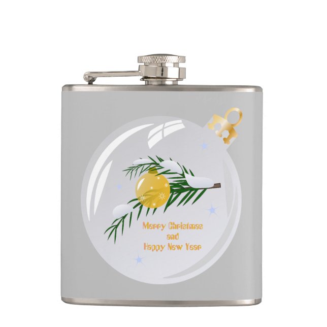Decorated Christmas branch in bauble  Flask (Front)