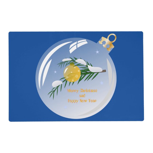 Decorated Christmas branch in bauble  Placemat (Front)