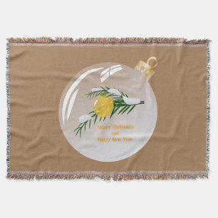 Decorated Christmas branch in bauble  Throw Blanket