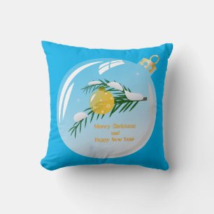 Decorated Christmas branch in bauble  Throw Pillow