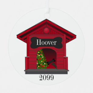 Decorated Christmas Dog House Personalized Metal Ornament