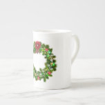 Decorated Christmas Festive Wreath Bone China Mug