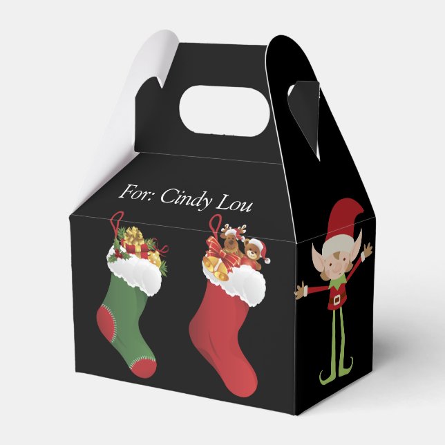 Decorated Christmas Gift Box, Holiday wrapping Favor Boxes (Front Side)