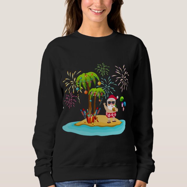 Decorated Christmas Palm Tree Tropical Xmas Coconu Sweatshirt (Front)