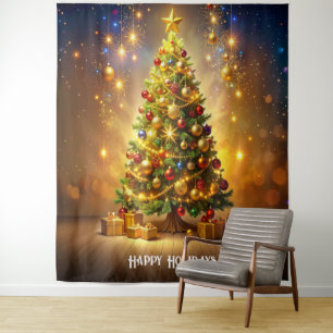 Decorated Christmas Tree Backdrop