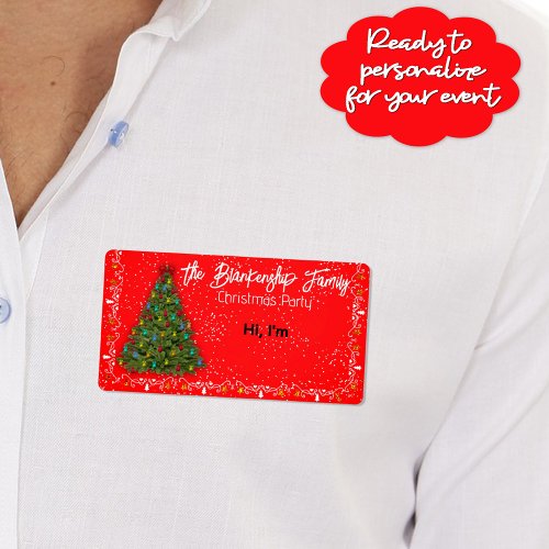 Decorated Christmas Tree Border Paper Name Tag