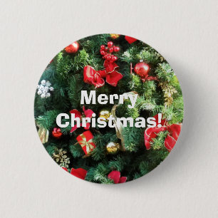 Decorated Christmas Tree Button