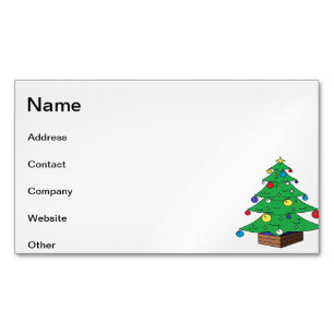 Decorated Christmas tree cartoon Magnetic Business Card