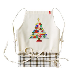 Decorated Christmas tree cartoon Zazzle HEART Apron