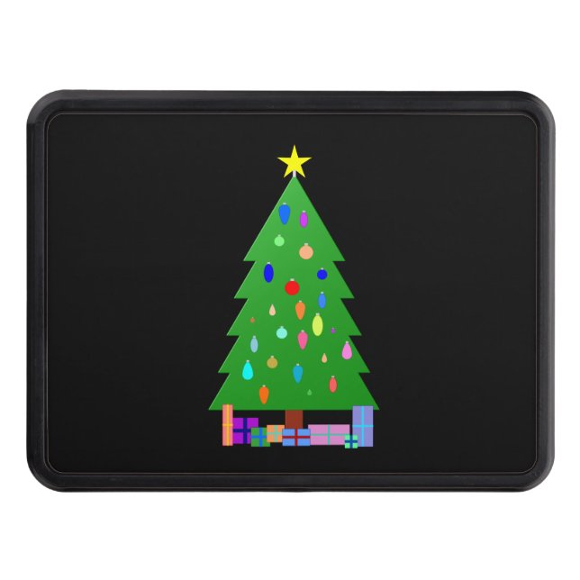 Decorated Christmas Tree & Christmas Presents Tow Hitch Cover (Front)