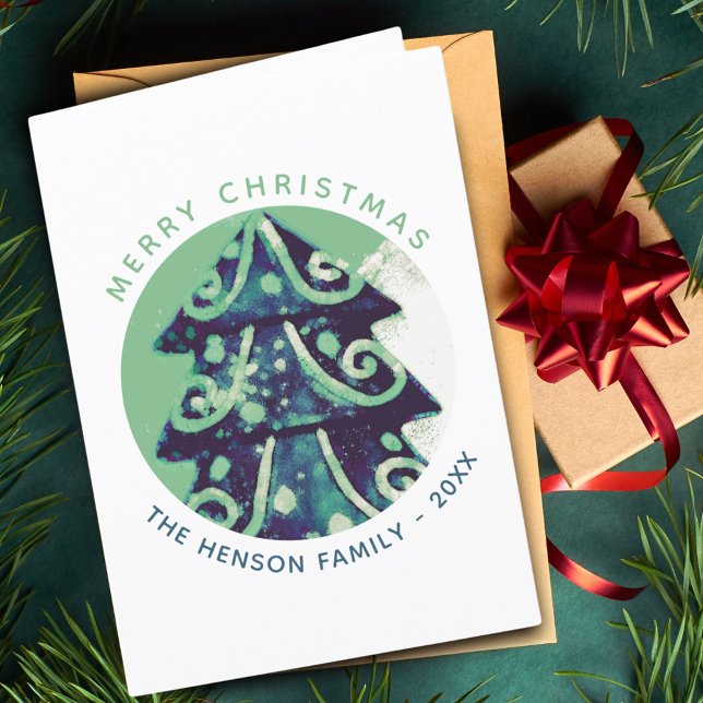 Decorated Christmas Tree Festive Family Holiday Card (Creator Uploaded)