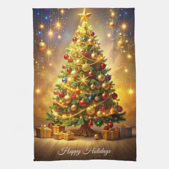 Decorated Christmas Tree Kitchen Towel (Vertical)