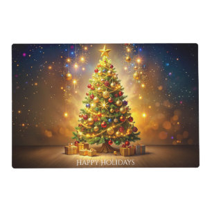 Decorated Christmas Tree Paper Placemat