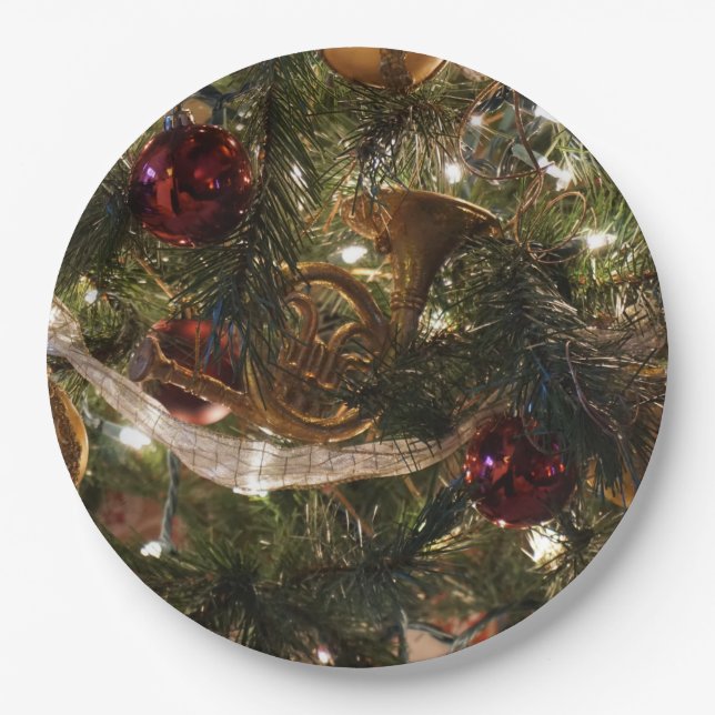 Decorated Christmas Tree Paper Plates (Front)