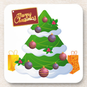 Decorated Christmas Tree Tag Shopping Bag Coasters