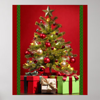 Decorated Christmas Tree with Gifts Poster