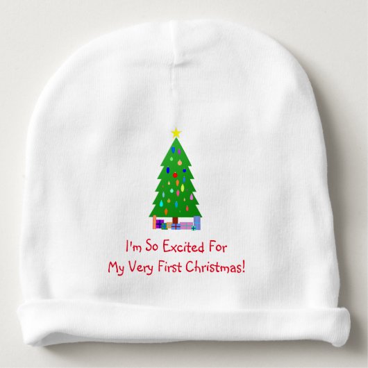 Decorated Christmas Trees & Christmas Presents Baby Beanie (Front)