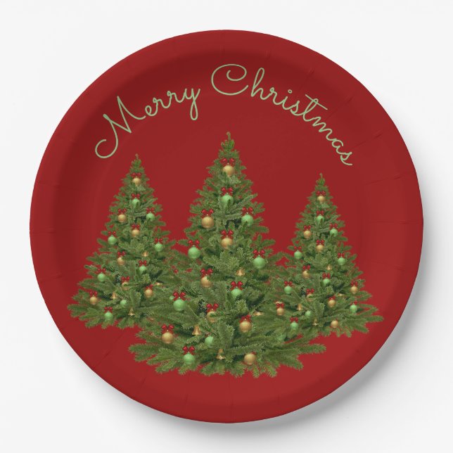 Decorated Christmas Tree's Paper Plates (Front)