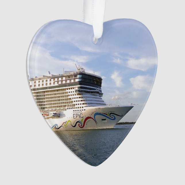 Decorated Cruise Ship Bow Custom Dated Ornament (Front)