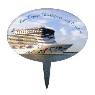 Decorated Cruise Ship Bow Personalized Cake Topper