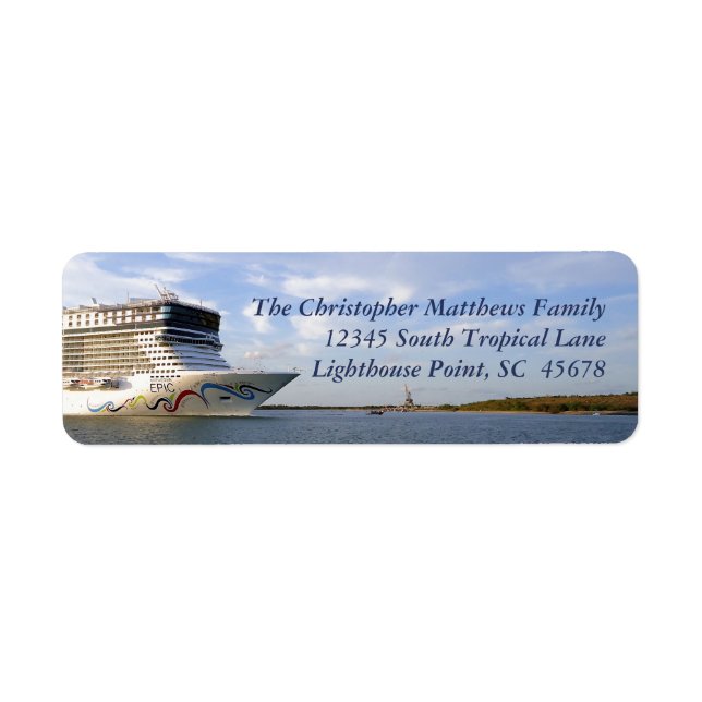 Decorated Cruise Ship Bow Personalized Label (Front)