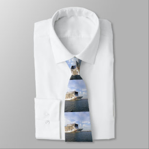 Decorated Cruise Ship Bow Stripe Neck Tie