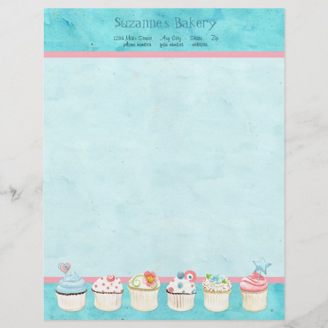 Decorated Cupcakes Custom Cake Business Stationery (Front)