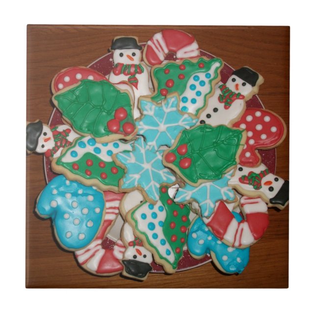 Decorated Cut-Out Christmas Sugar Cookies Ceramic Tile (Front)