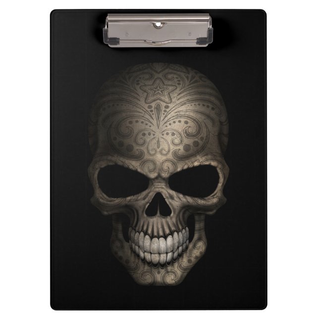 Decorated Dark Skull Clipboard (Front)