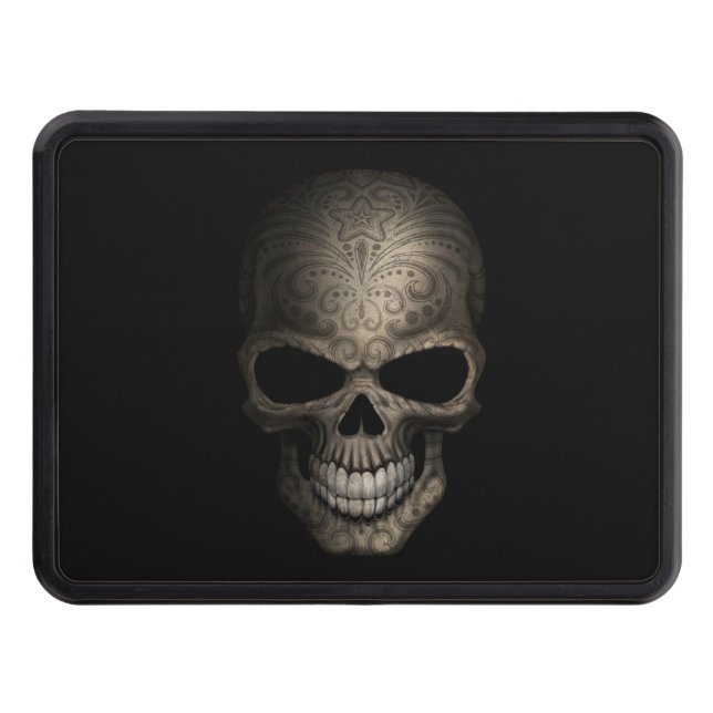 Decorated Dark Skull Hitch Cover (Front)