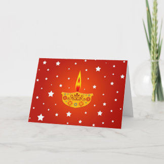 Decorated Diya (Lamp) - Card