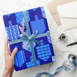 Decorated Dreidels Blue  Wrapping Paper<br><div class="desc">This bright,  contemporary Hanukkah design features simple shapes and intricate patterns in a classic blue and white palette</div>