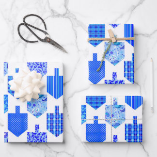 Decorated Dreidels White Wrapping Paper Sheets