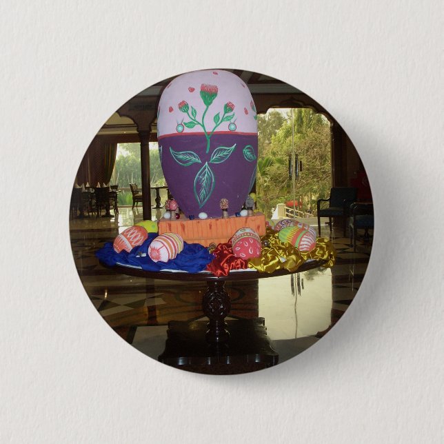 Decorated Easter Egg Art Print Button (Front)