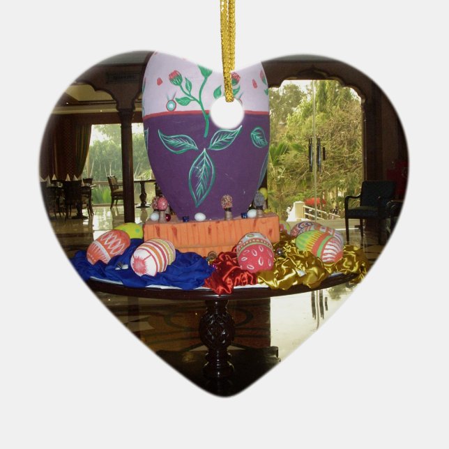 Decorated Easter Egg Art Print Ceramic Ornament (Front)