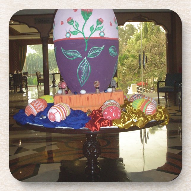Decorated Easter Egg Art Print Drink Coaster (Front)