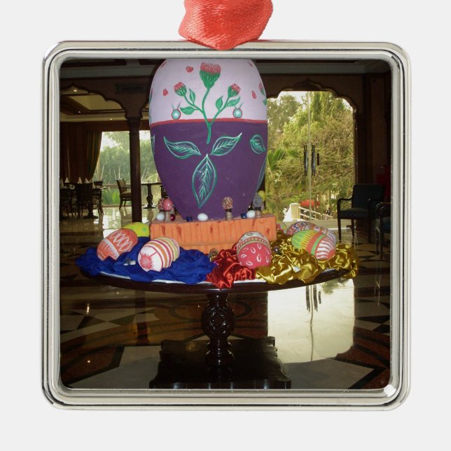 Decorated Easter Egg Art Print Metal Ornament (Front)