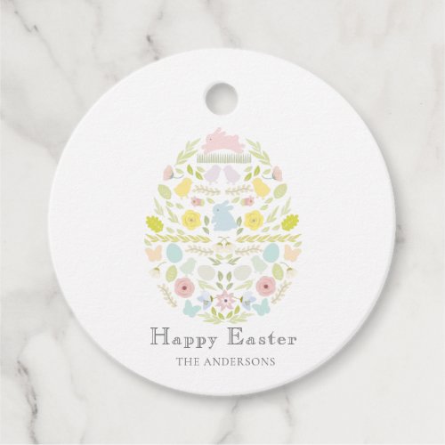 Decorated Easter Egg Floral Foliage Bunny Favor Tags