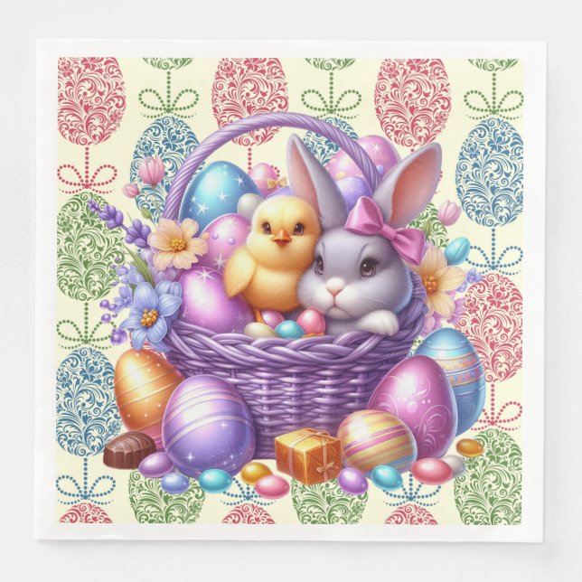 Decorated Eggs Paper Dinner Napkins (Front)