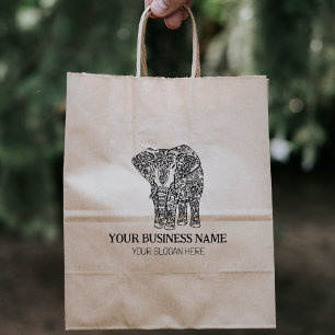 Decorated Elephant, Custom Business, Large  Rubber Stamp