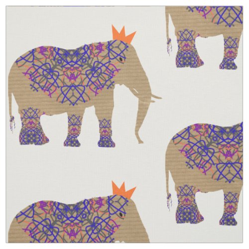 Decorated Elephant Cute Whimsy Fun Fabric