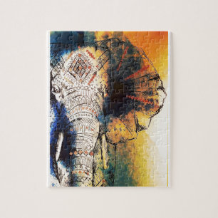 Decorated Elephant Painting Jigsaw Puzzle