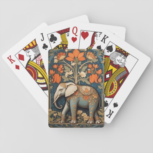 Decorated Elephant William Morris Inspired Floral Poker Cards