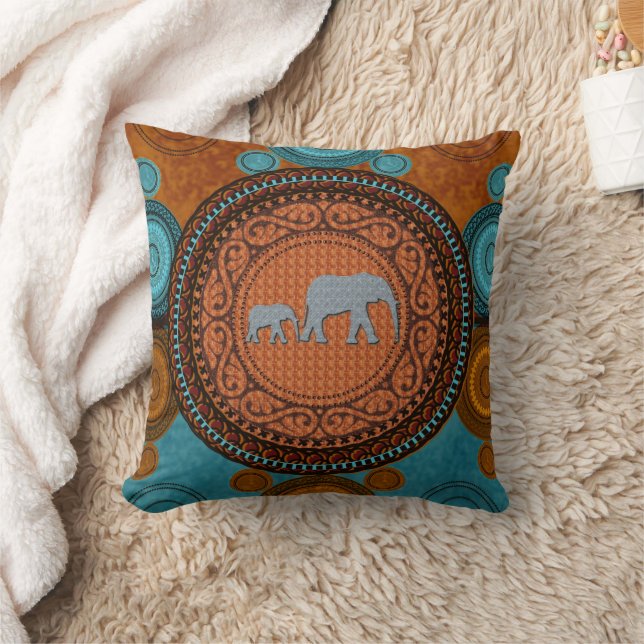 Decorated Elephants American MoJo Pillow (Blanket)