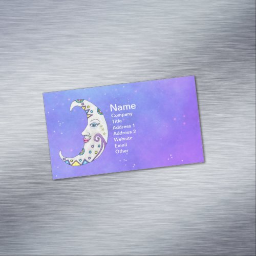Decorated Fantasy Moon Blue Eyes Pink Lips Sky Business Card Magnet