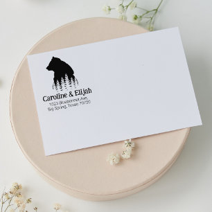 Decorated Forest Bear Couple Return Address Rubber Stamp
