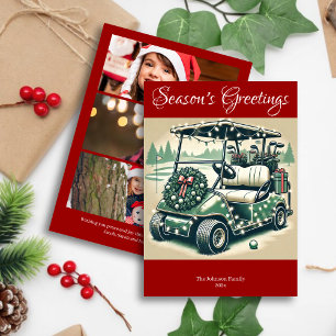 Decorated Golf Cart • Bright Red Photo Holiday Card