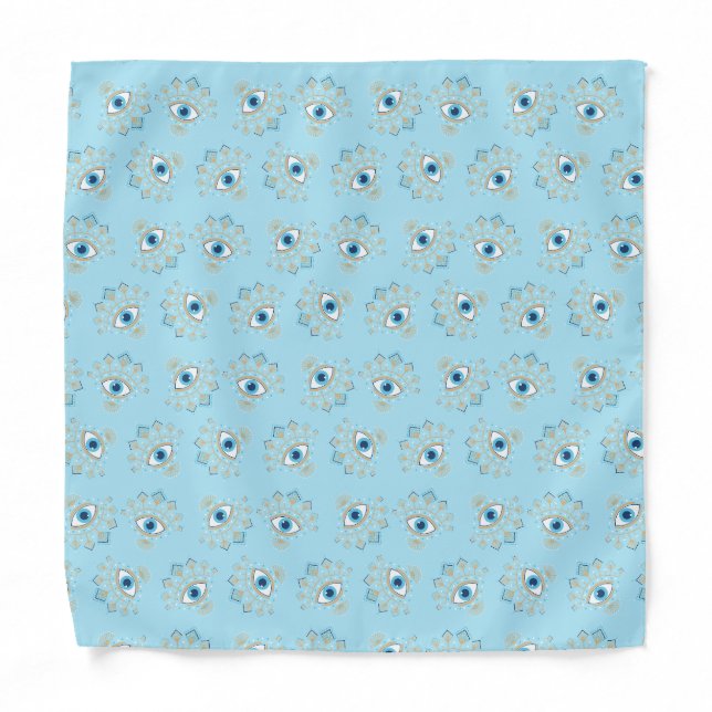 Decorated Greek Evil Eye Turkish Protection Symbol Bandana (Front)