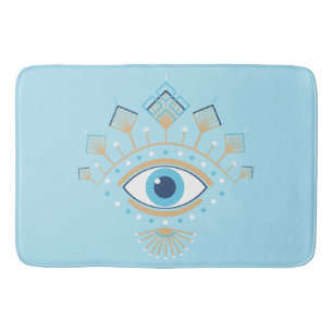 Decorated Greek Evil Eye Turkish Protection Symbol Bath Mat