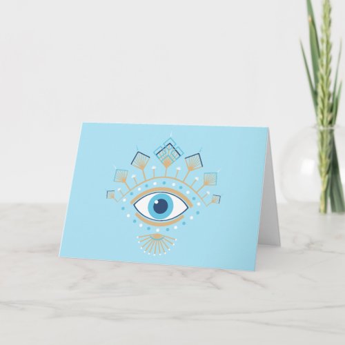 Decorated Greek Evil Eye Turkish Protection Symbol Card
